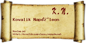 Kovalik Napóleon névjegykártya